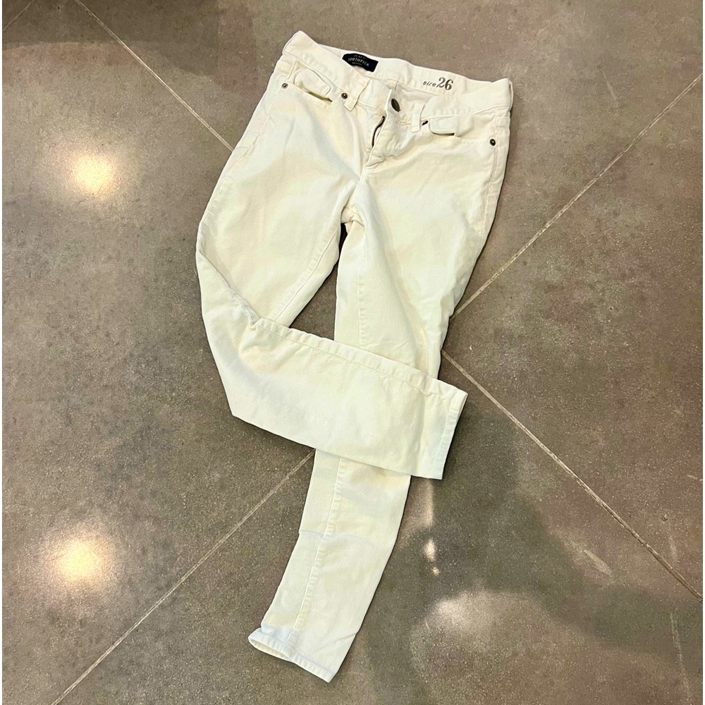 J Crew Off White Toothpick Corduroys Size 26